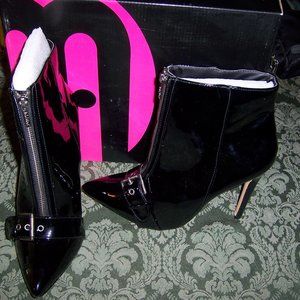 Michael Antonio Black Patent Vegan Ankle Boots 10 NIB